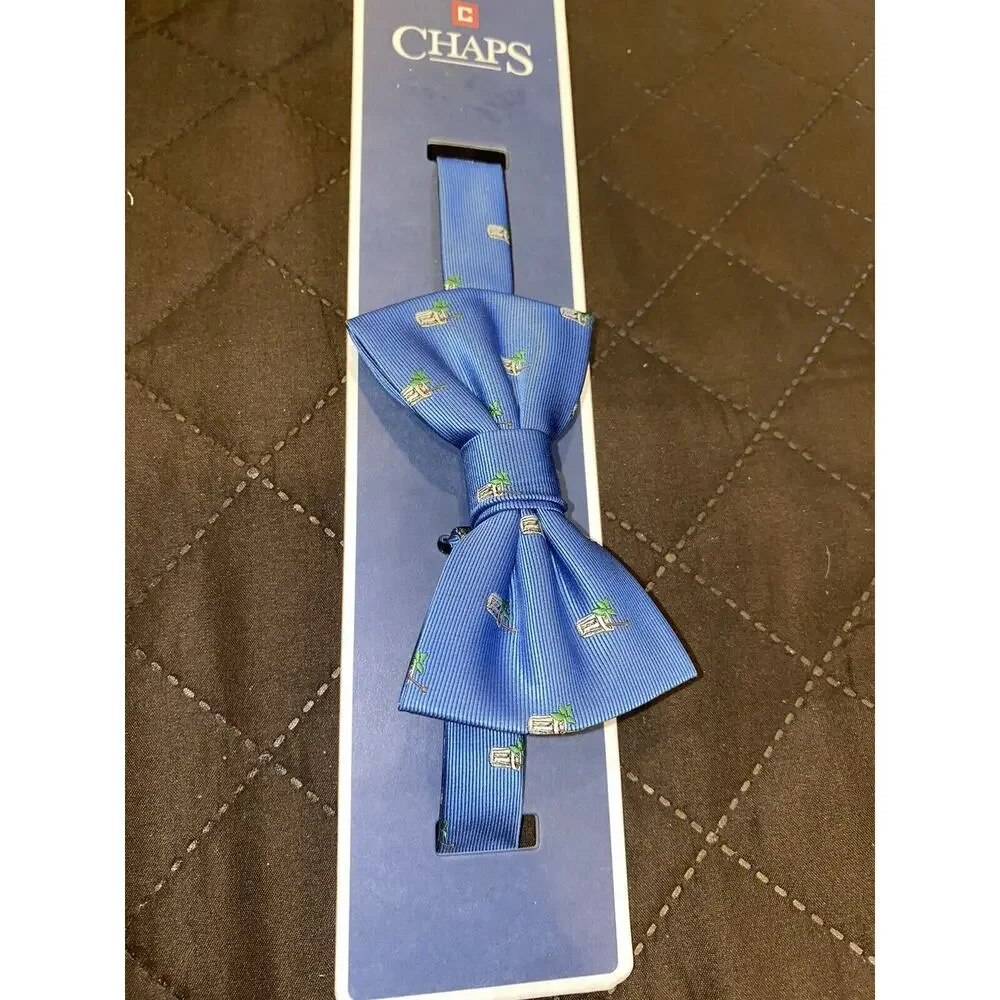 Chaps Bow Tie Men’s Blue Yellow Drinks Brand NEW Silk Tie Free Shipping Msrp $48